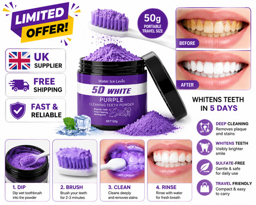 Purple tooth cleaning powder - cleaning,